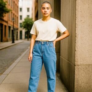 Lee Women's Jeans Medium Blue Elastic Waist Pockets Straight Leg Size 12M